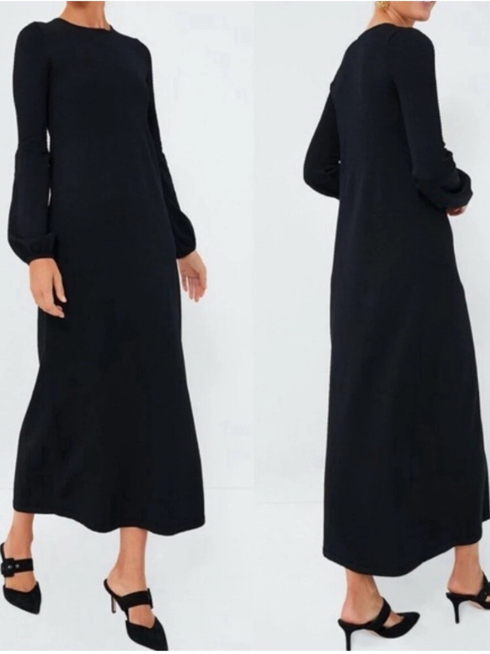 Pomander Place Tuckernuck Black Double Knit Lennox Sweater Maxi Dress size M